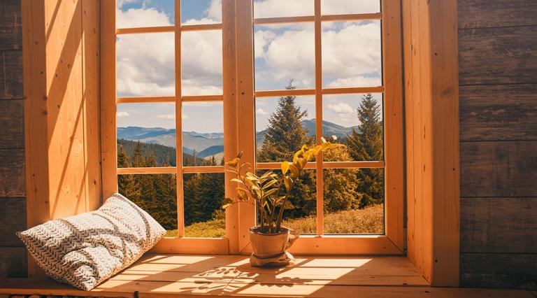 Vue extérieure depuis la fenêtre d'une maison pour illustrer les raisons d'investir dans l'immobilier en montagne