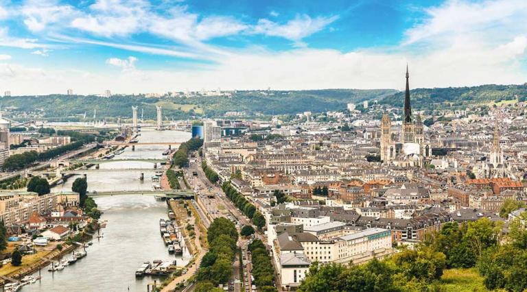 Vue aérienne de la ville de Rouen