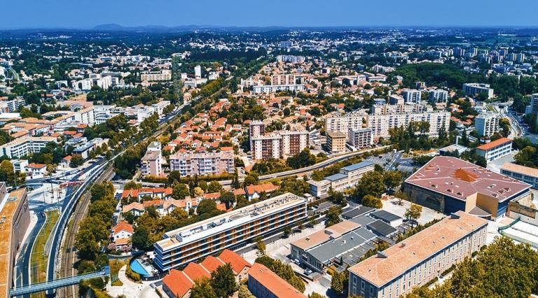Vue aérienne de la ville d'Evry