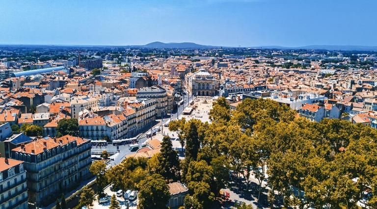 Vue aérienne de la ville de Montpellier