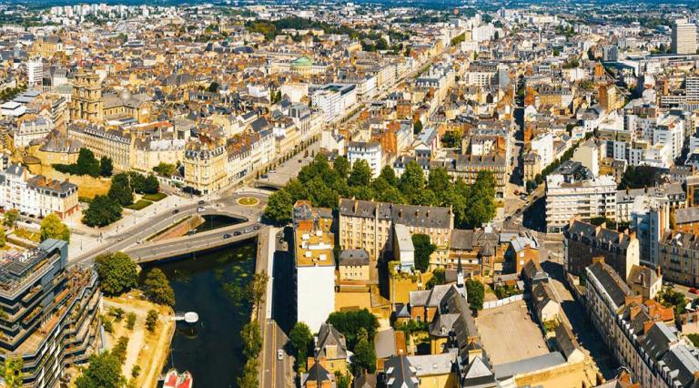 Vue aérienne de la ville de Rennes